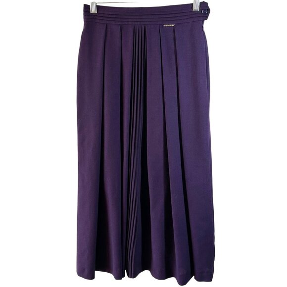 Vintage Geiger Purple Pleated Midi Skirt Austrian Wool Lined Classic Size 38 - Picture 2 of 7
